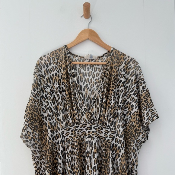 Vintage 1970s leopard animal print kaftan maxi dress - One Size - Picture 2 of 6